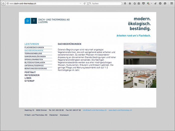 Dach- und Thermobau AG, Webseite